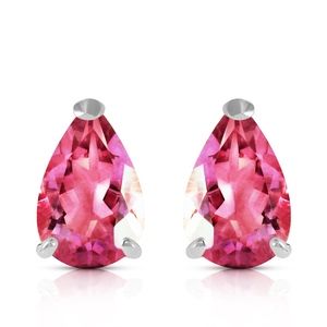 GOLD STUD EARRING WITH NATURAL PINK TOPAZ